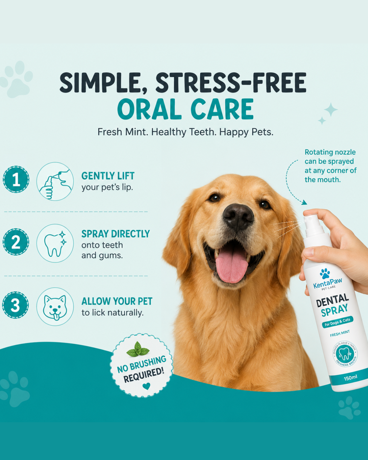 KentaPaw SmileGuard™ Oral Care spray with dental chew bones