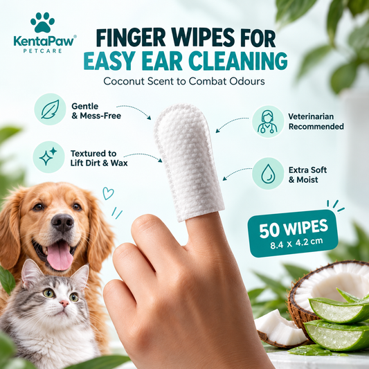 KentaPaw Pet Ear Care Combo – Ear Cleaning Spray + Finger Wipes