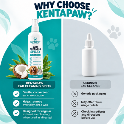 KentaPaw Pet Ear Care Combo – Ear Cleaning Spray + Finger Wipes